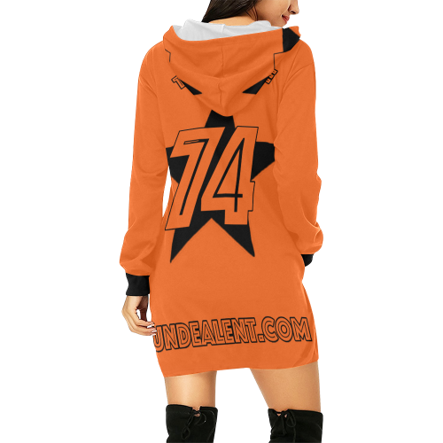 Dundealent 745 Star ThaGame Edition I Orange All Over Print Hoodie Mini Dress (Model H27)