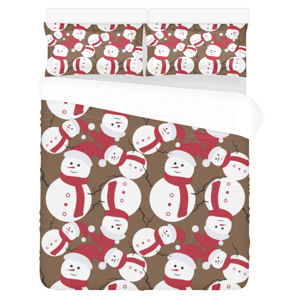 Snowman CHRISTMAS BROWN 3-Piece Bedding Set