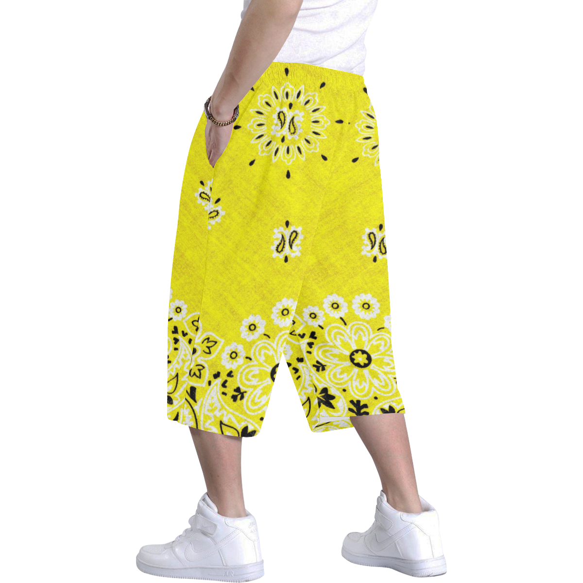 Grunge Yellow Bandana version 1 Men's All Over Print Baggy Shorts (Model L37)