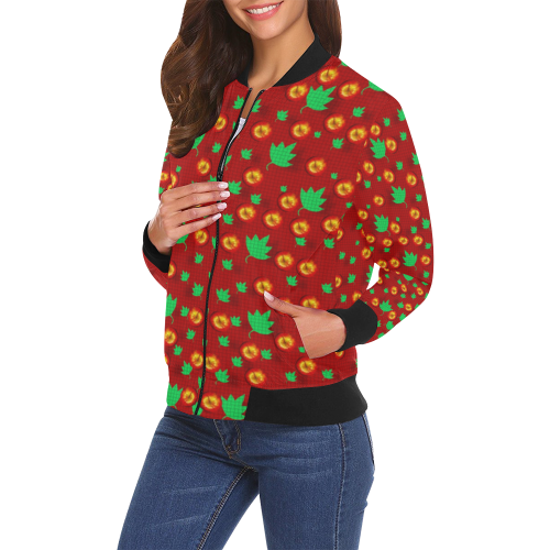 May be Christmas apples ornate All Over Print Bomber Jacket for Women (Model H19)