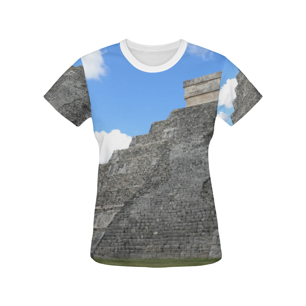 Chichen Itza Maya Pyramid Temple All Over Print T-shirt for Women/Large Size (USA Size) (Model T40)