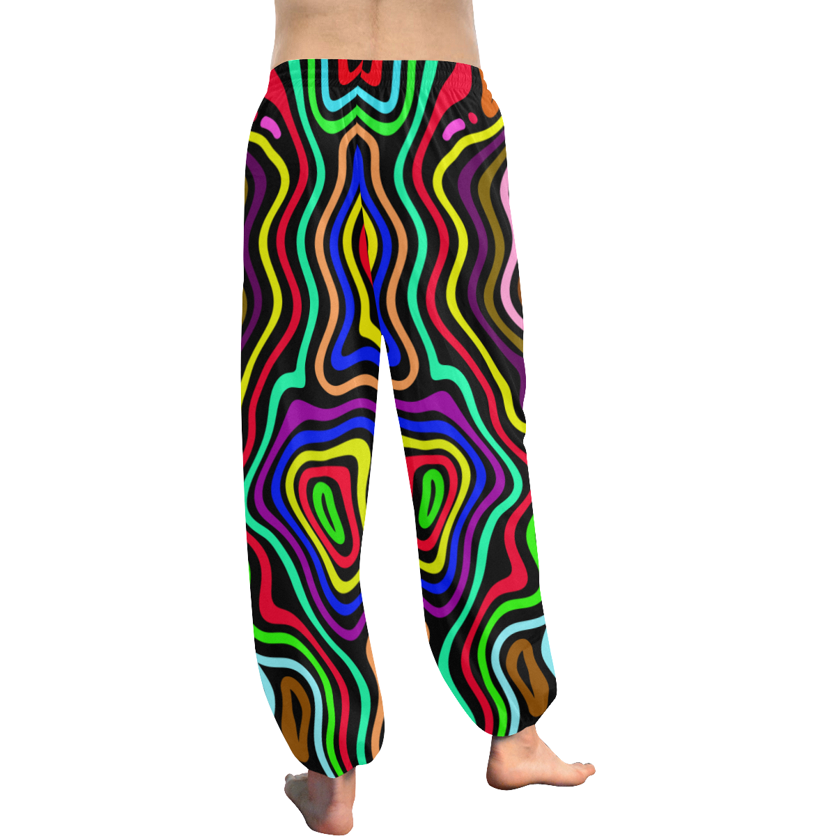 Multicolored Wavy Line Pattern Women's All Over Print Harem Pants (Model L18)