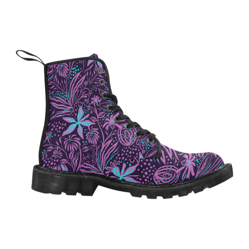 Purple Flower Dream Martin Boots for Women (Black) (Model 1203H)