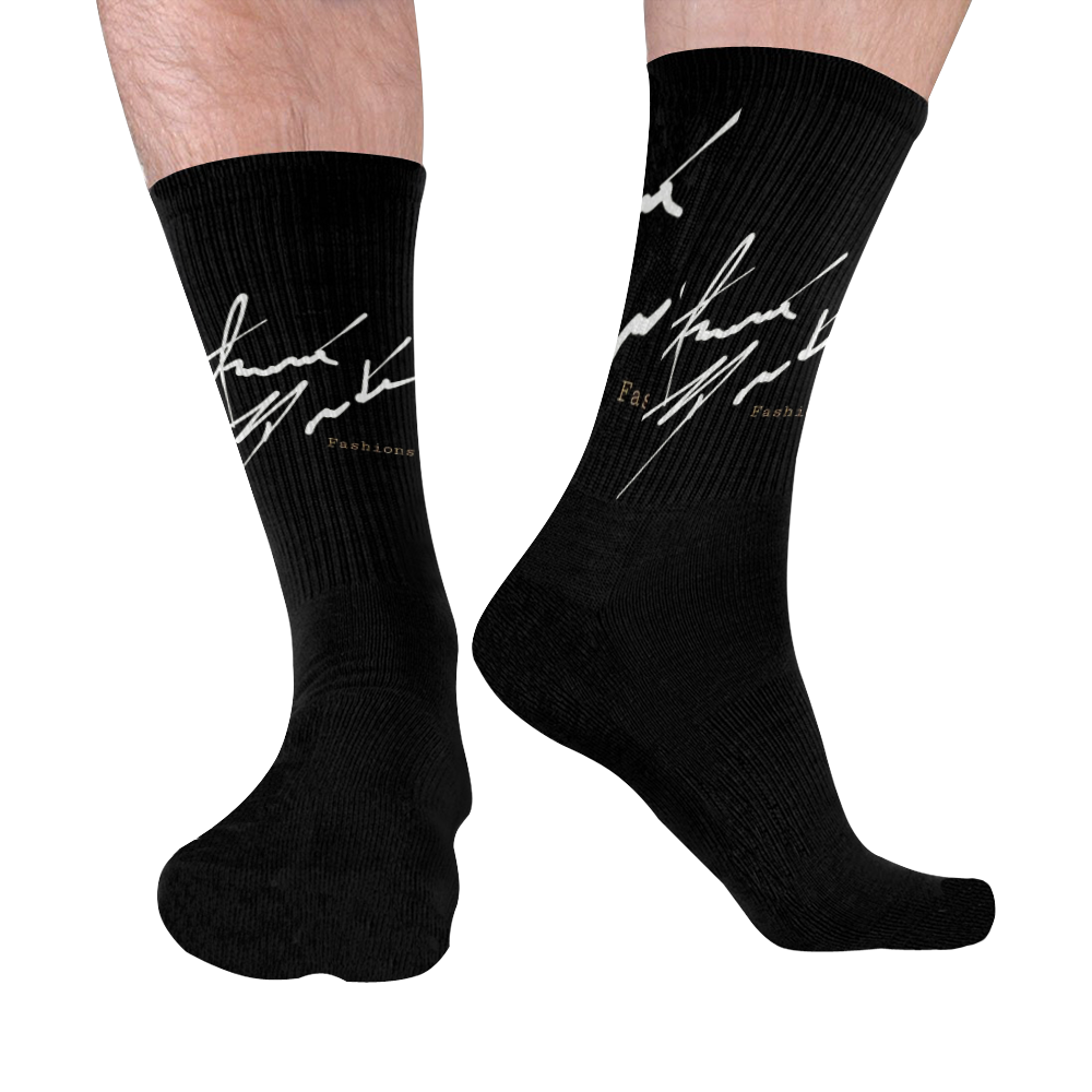 logo winter socks Mid-Calf Socks (Black Sole)