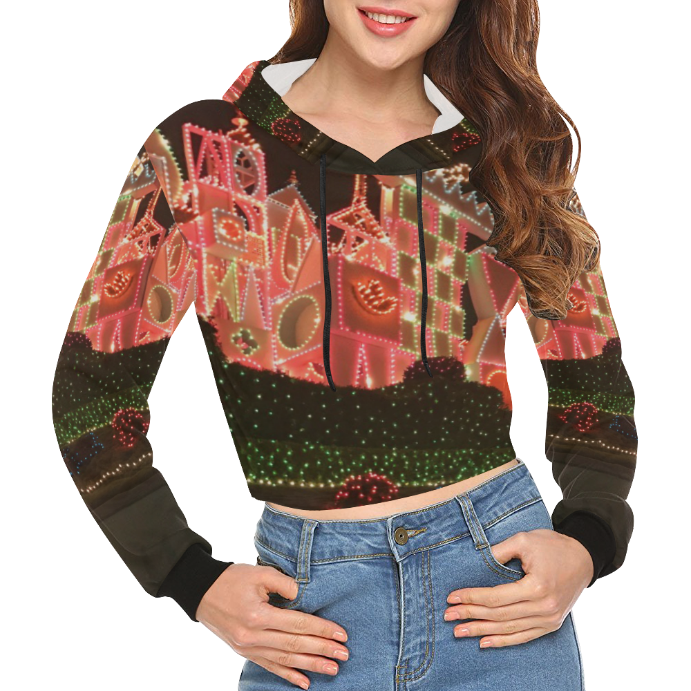 Entering a small world All Over Print Crop Hoodie for Women (Model H22)