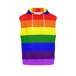 Rainbow Flag (Gay Pride - LGBTQIA+) All Over Print Sleeveless Hoodie for Women (Model H15)