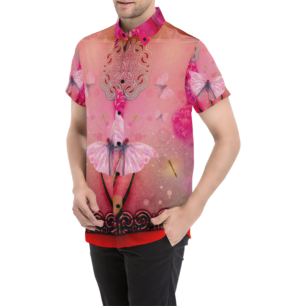 Wonderful butterflies Men's All Over Print Short Sleeve Shirt/Large Size (Model T53)