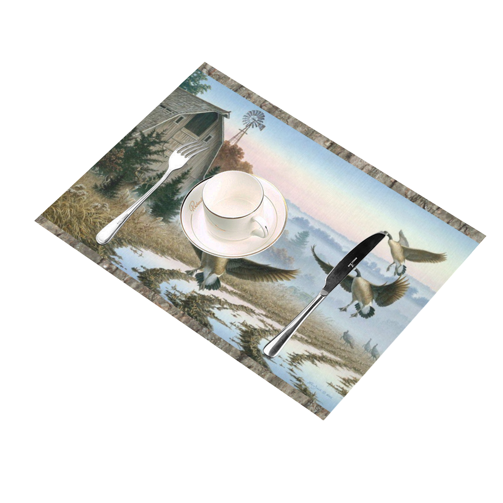 Geese In A Farm Field Placemat 14’’ x 19’’ (Set of 6)