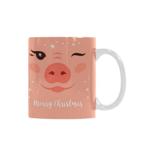 Merry Christmas Pig Face White Mug(11OZ)