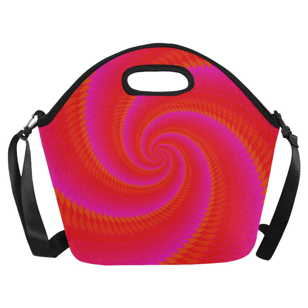 Pink red spiral Neoprene Lunch Bag/Large (Model 1669)