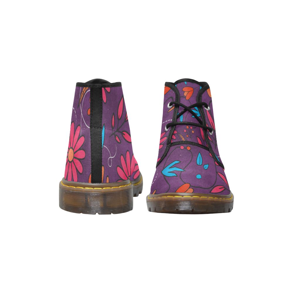 FLORAL DESIGN 3 Women's Canvas Chukka Boots/Large Size (Model 2402-1)