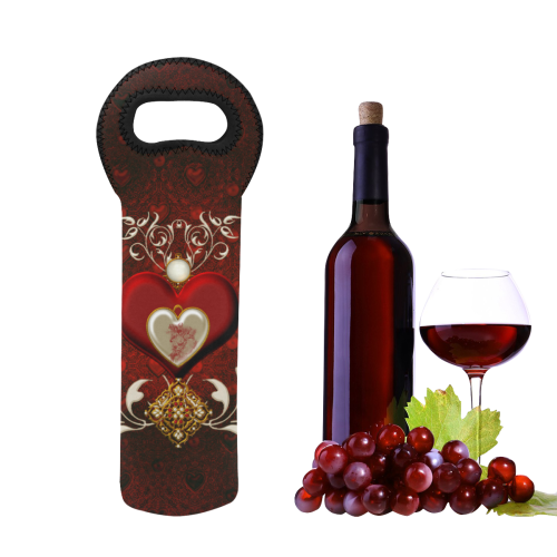 Valentine's day, wonderful hearts Neoprene Wine Bag