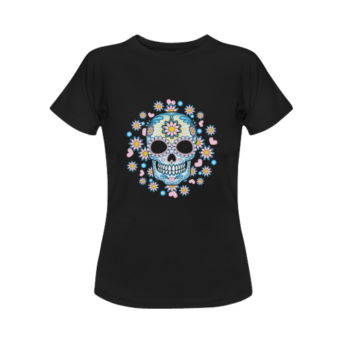 Colorful Sugar Skull Women's Classic T-Shirt (Model T17）
