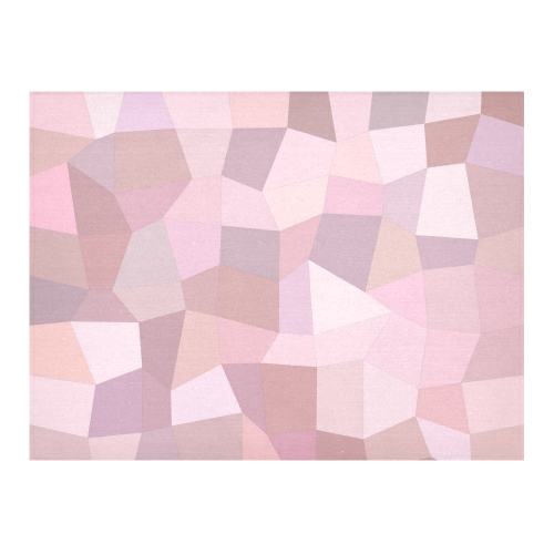 Pastel Pink Mosaic Cotton Linen Tablecloth 52"x 70"
