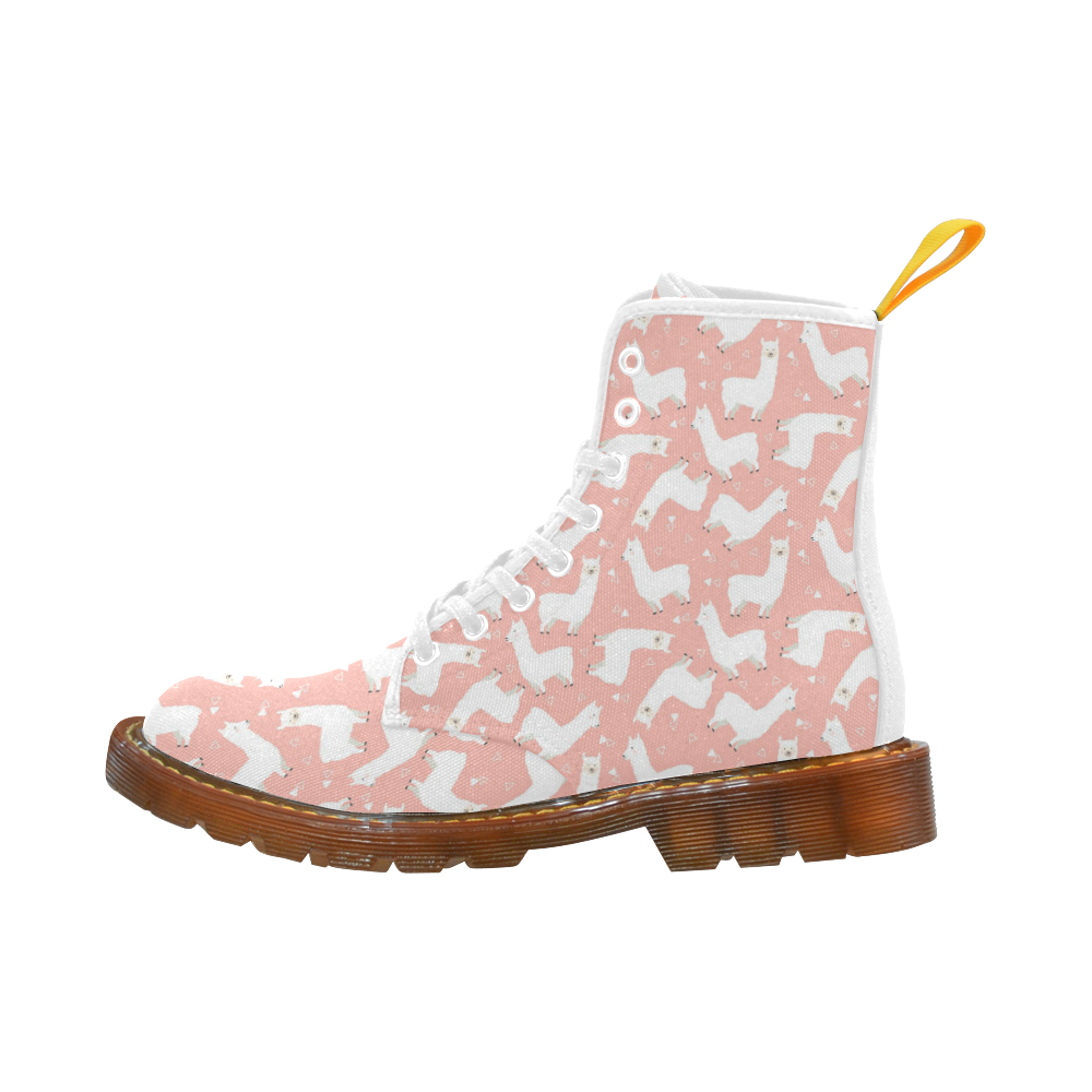 Pink Llama Pattern Martin Boots For Women Model 1203H