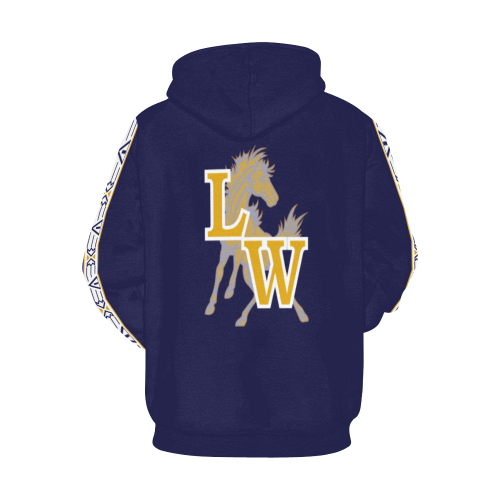 Little Wound Mustangs Dark Blue All Over Print Hoodie for Men (USA Size) (Model H13)