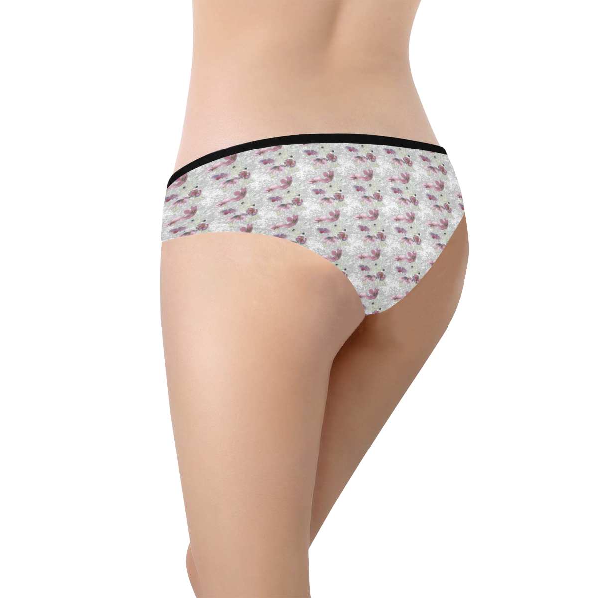 Floral pattern briefs Women's Hipster Panties (Model L33)