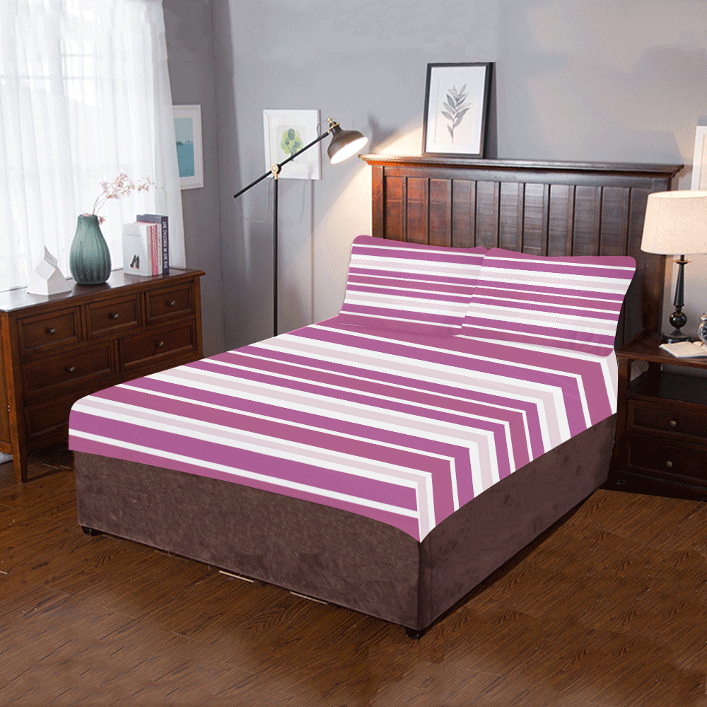 Plum Burgundy Stripes 3-Piece Bedding Set