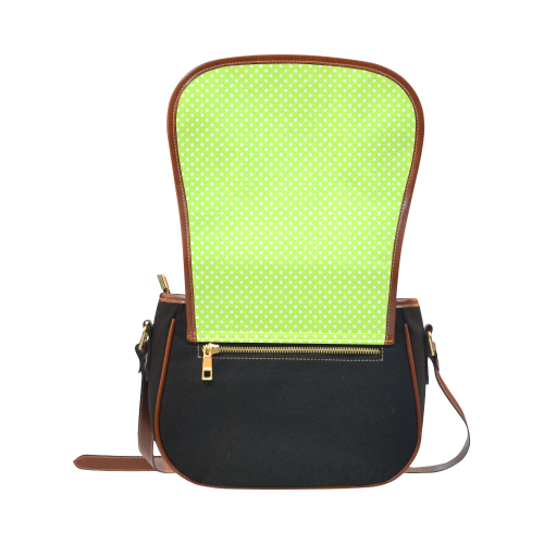 Mint green polka dots Saddle Bag/Small (Model 1649)(Flap Customization)