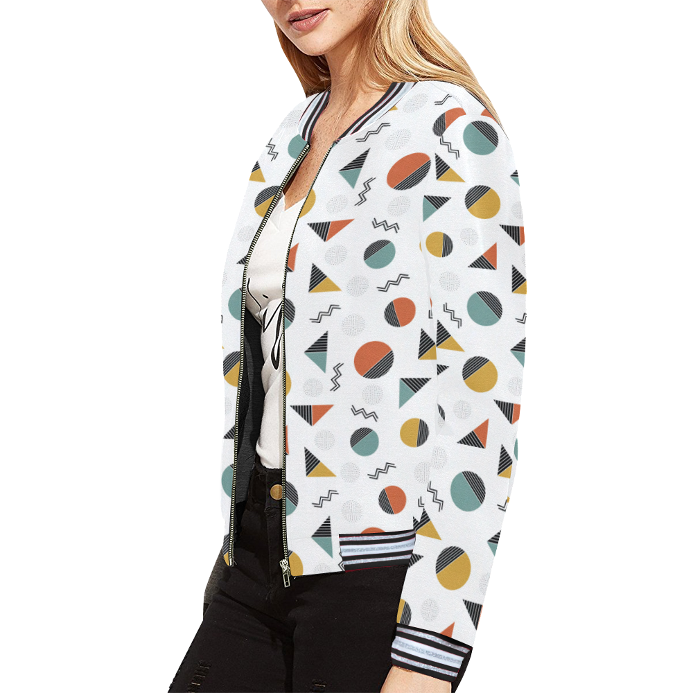 Geo Cutting Shapes All Over Print Bomber Jacket for Women (Model H21)