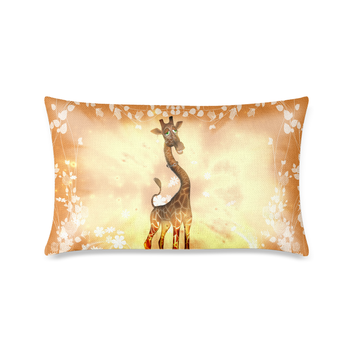 Sweet geiraffe with flowers Custom Zippered Pillow Case 16"x24"(One Side Printing)