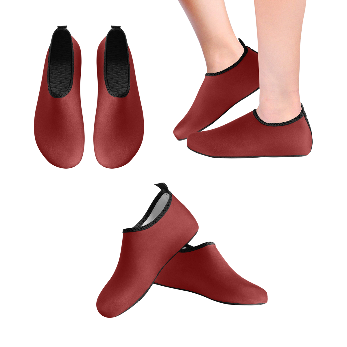 color maroon Kids' Slip-On Water Shoes (Model 056)