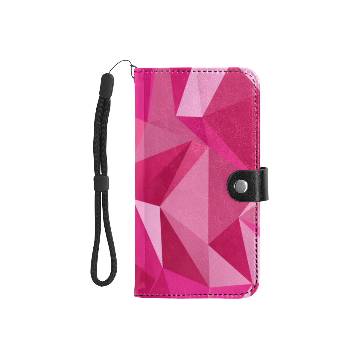 Abstract Pink Triangles Flip Leather Purse for Mobile Phone/Small (Model 1704)