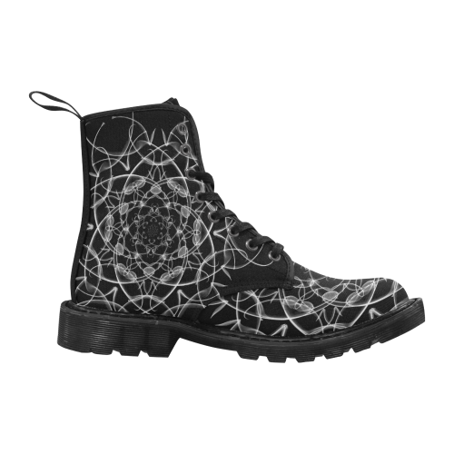 White Lace Martin Boots for Women (Black) (Model 1203H)