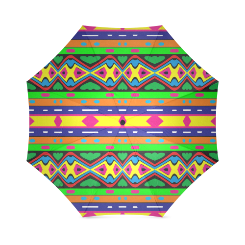 Distorted colorful shapes and stripes Foldable Umbrella (Model U01)