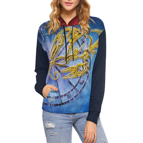 cancer blue All Over Print Hoodie for Women (USA Size) (Model H13)