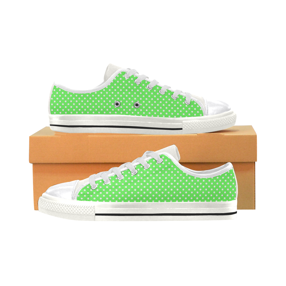 Eucalyptus green polka dots Women's Classic Canvas Shoes (Model 018)