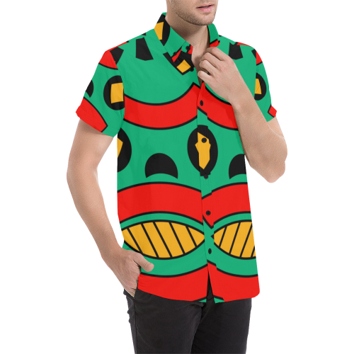 African Scary Tribal Men's All Over Print Short Sleeve Shirt (Model T53)