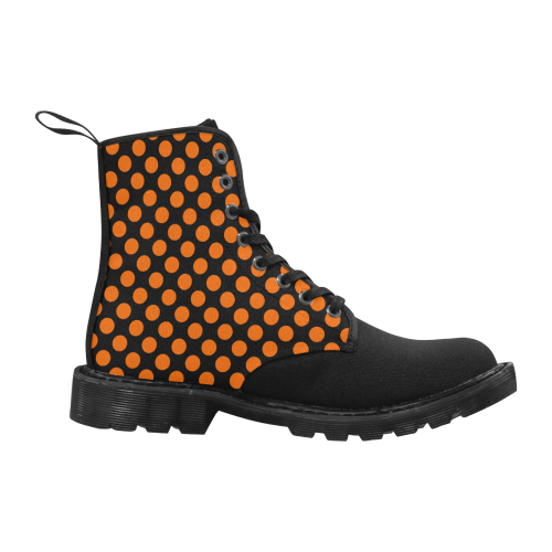 Orange Polka Dots on Black Martin Boots for Women (Black) (Model 1203H)