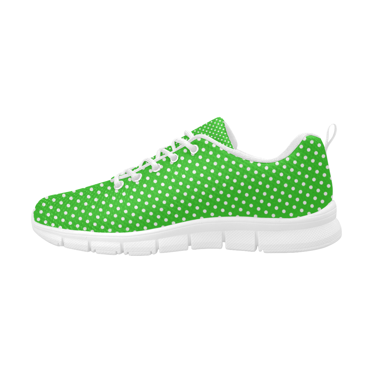 Green polka dots Women's Breathable Running Shoes/Large (Model 055)