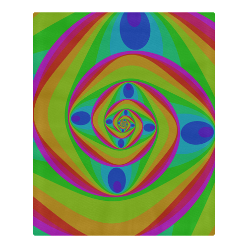 Oval spiral rainbow 3-Piece Bedding Set