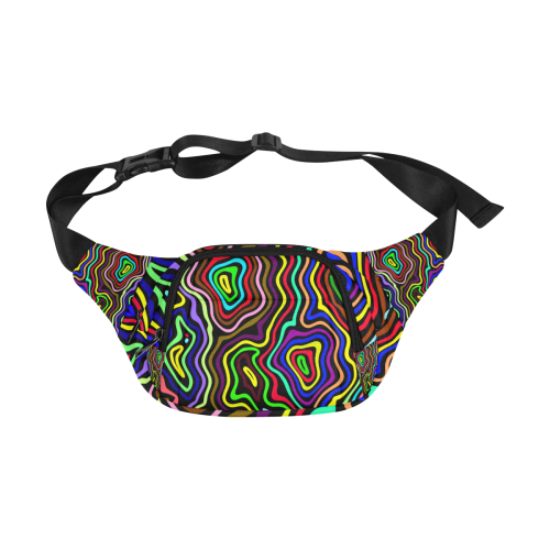 Multicolored Wavy Line Pattern Fanny Pack/Small (Model 1677)