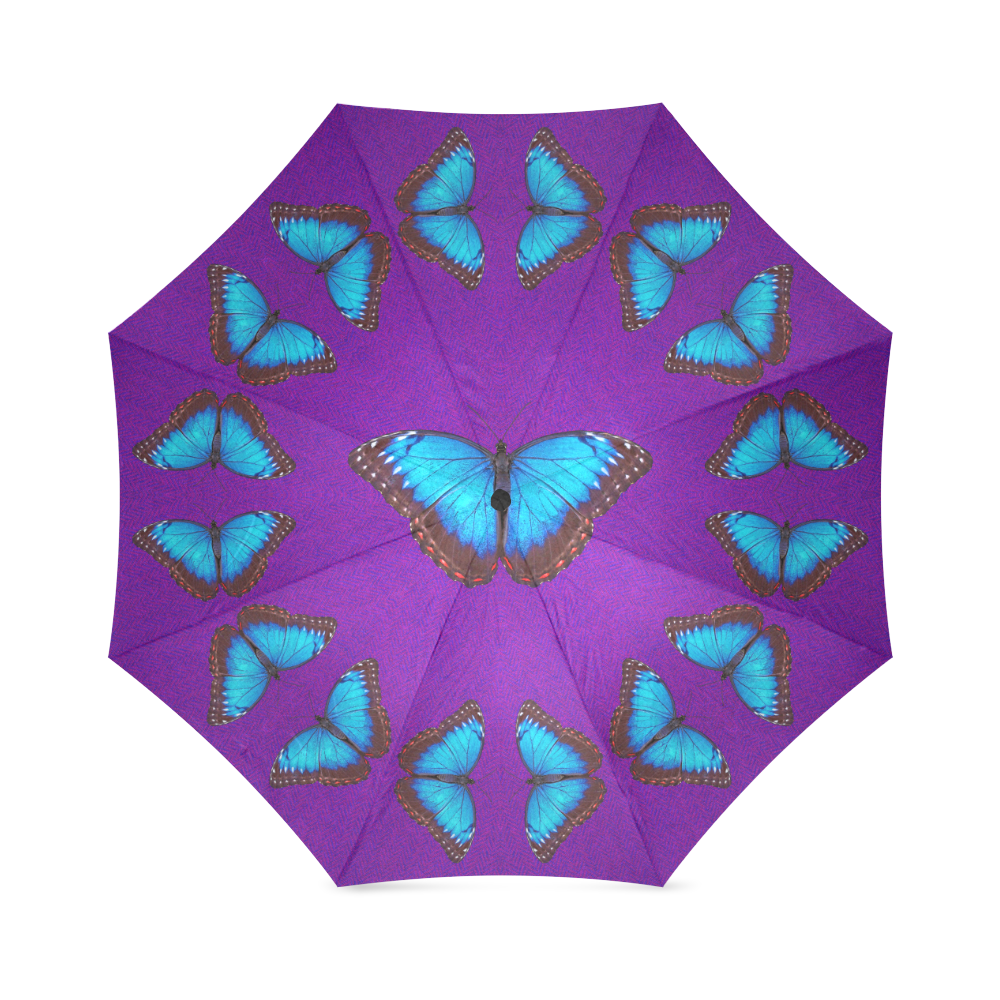 Blue Morpho caleidoscope photo print Foldable Umbrella (Model U01)
