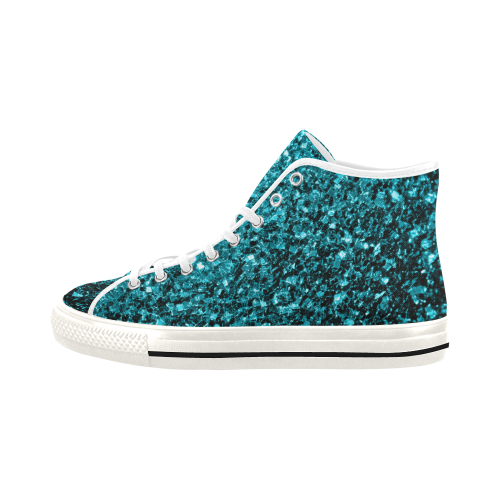 Beautiful Aqua blue glitter sparkles Vancouver H Women's Canvas Shoes (1013-1)