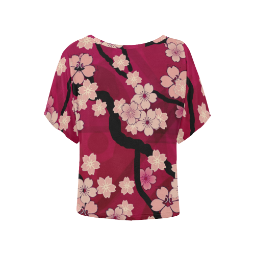 Sakura Breeze Tahiti Sunset Women's Batwing-Sleeved Blouse T shirt (Model T44)