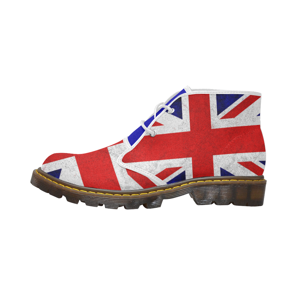 United Kingdom Union Jack Flag - Grunge 2 Women's Canvas Chukka Boots (Model 2402-1)