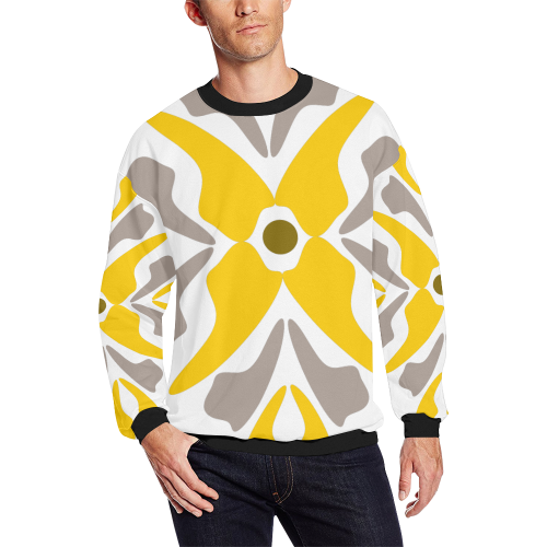flower tile Men's Oversized Fleece Crew Sweatshirt (Model H18)