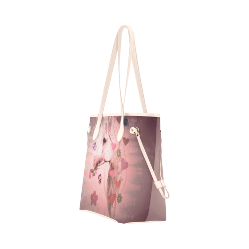 Pink Satin Hearts Clover Canvas Tote Bag (Model 1661)