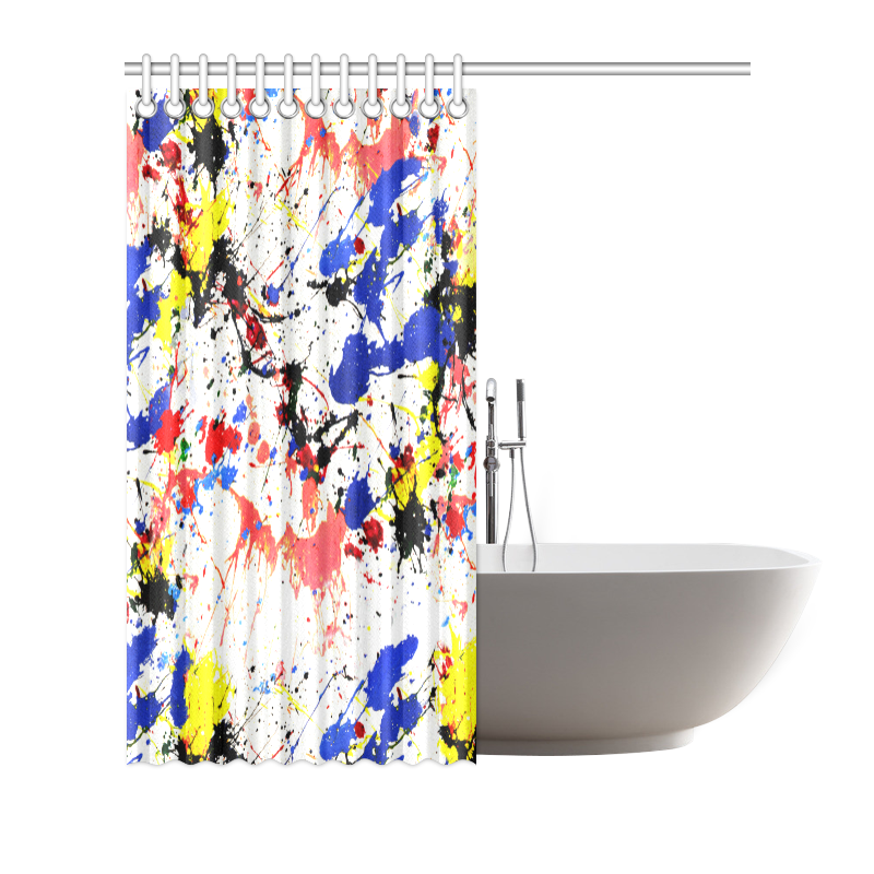 Blue and Red Paint Splatter Shower Curtain 66"x72"
