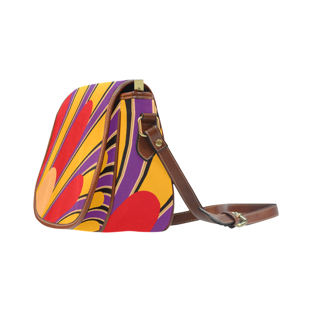 Feather Pattern Vibrant Saddle Bag/Small (Model 1649) Full Customization
