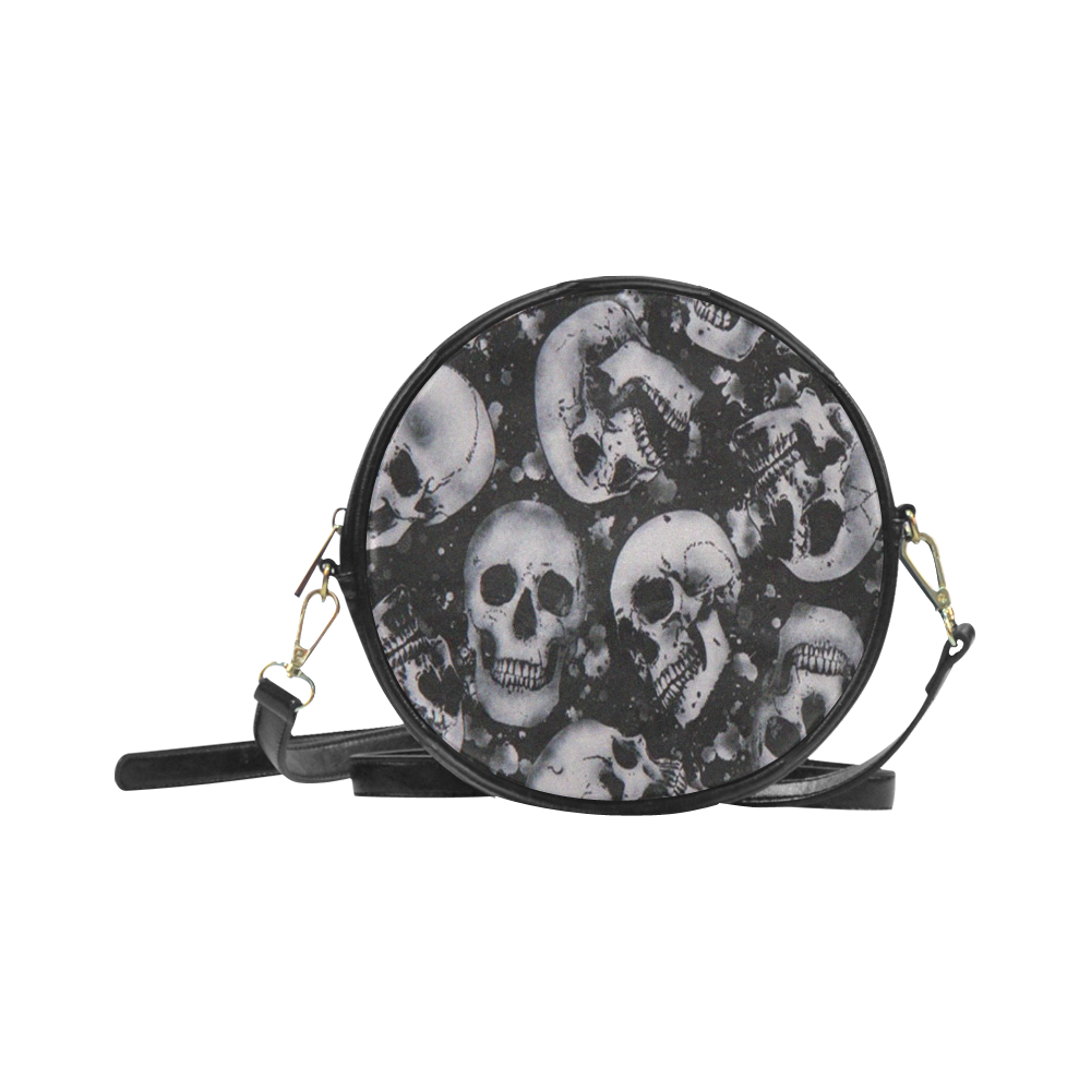 Gothic Skulls Underground Leather Darkstar Round Sling Bag (Model 1647)