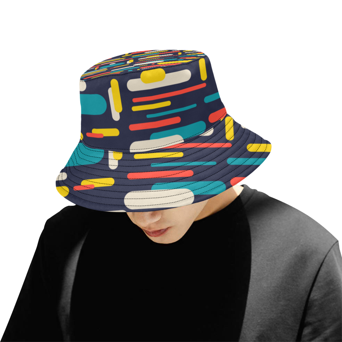 Colorful Rectangles All Over Print Bucket Hat for Men