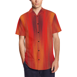 Red Flames Men's Short Sleeve Shirt with Lapel Collar (Model T54)