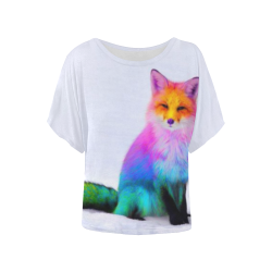 Rainbow Fox Women's Batwing-Sleeved Blouse T shirt (Model T44)