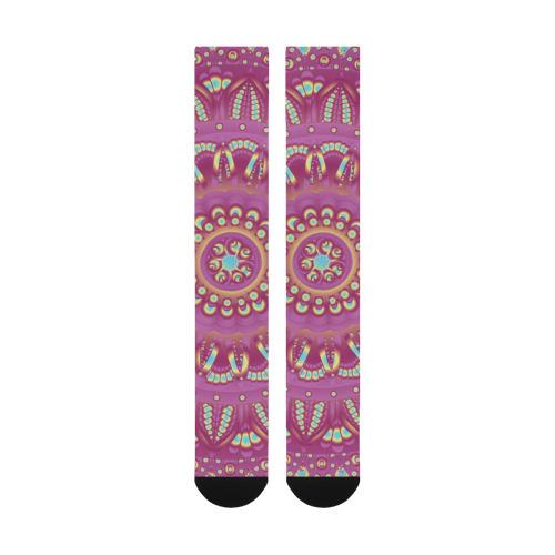 mandala 5 pink over calf socks Over-The-Calf Socks