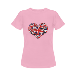 Union Jack British UK Flag Heart Women's Classic T-Shirt (Model T17）